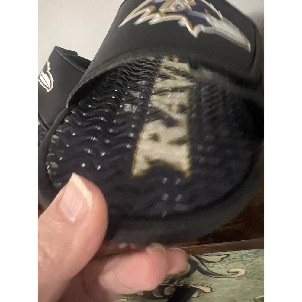 Men's Baltimore Ravens Slide Sandals Black Size M 9–10 NFL‎